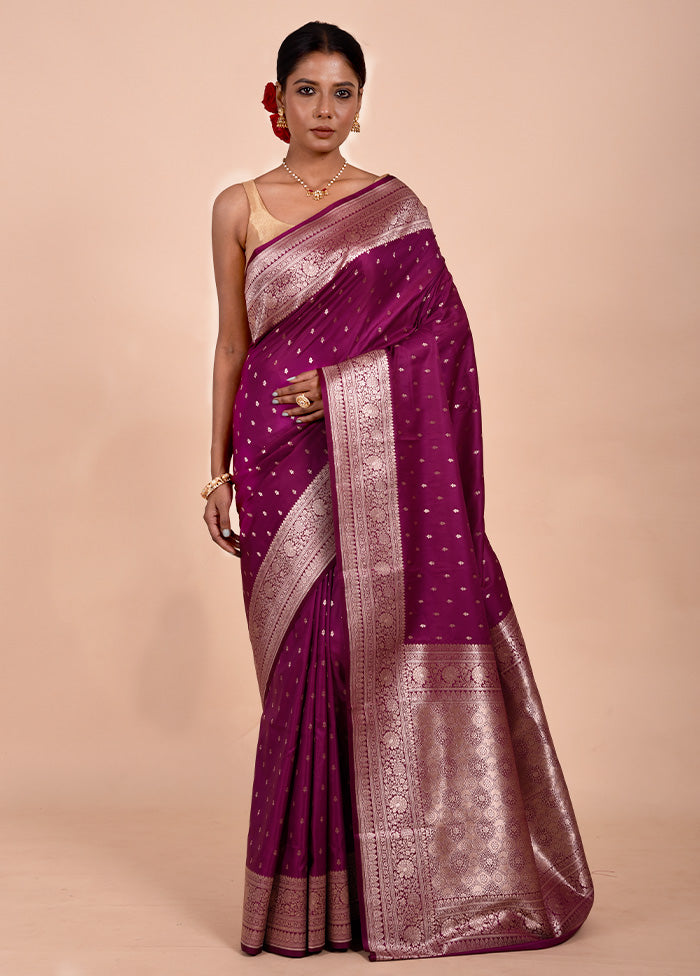 Rani Pink Katan Silk Saree With Blouse Piece