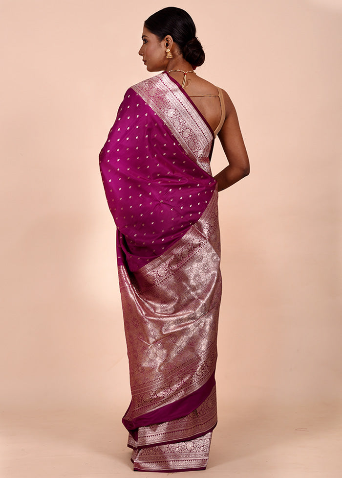 Rani Pink Katan Silk Saree With Blouse Piece