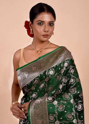 Green Katan Silk Saree With Blouse Piece