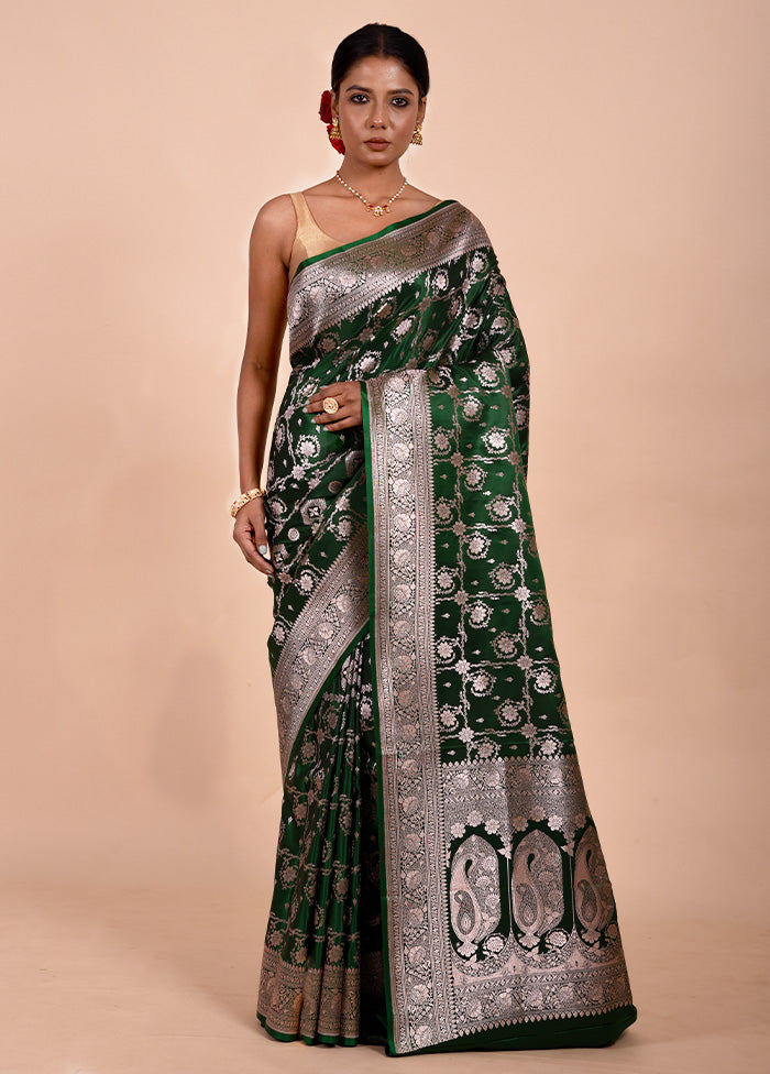 Green Katan Silk Saree With Blouse Piece