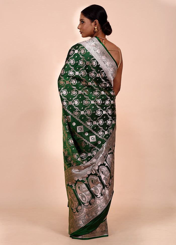 Green Katan Silk Saree With Blouse Piece