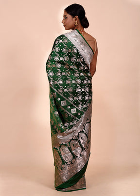 Green Katan Silk Saree With Blouse Piece