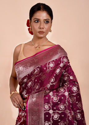 Rani Pink Katan Silk Saree With Blouse Piece