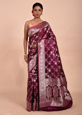 Rani Pink Katan Silk Saree With Blouse Piece