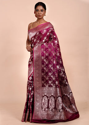 Rani Pink Katan Silk Saree With Blouse Piece