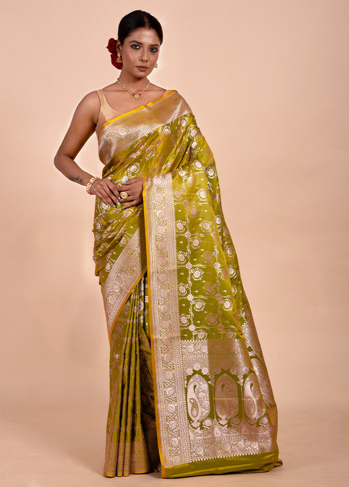 Green Katan Silk Saree With Blouse Piece