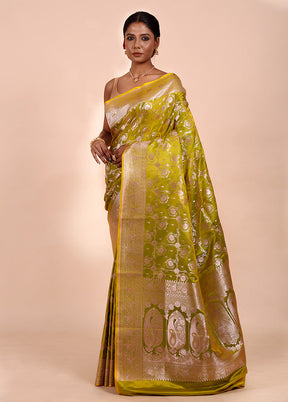 Green Katan Silk Saree With Blouse Piece