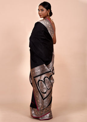 Black Katan Silk Saree With Blouse Piece