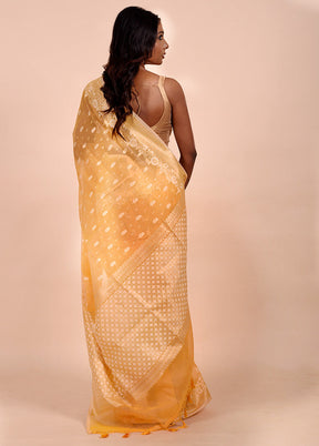 Orange Kora Silk Saree With Blouse Piece