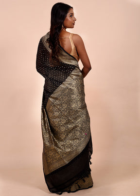 Black Kora Silk Saree With Blouse Piece