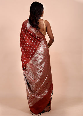 Brown Dupion Silk Saree With Blouse Piece