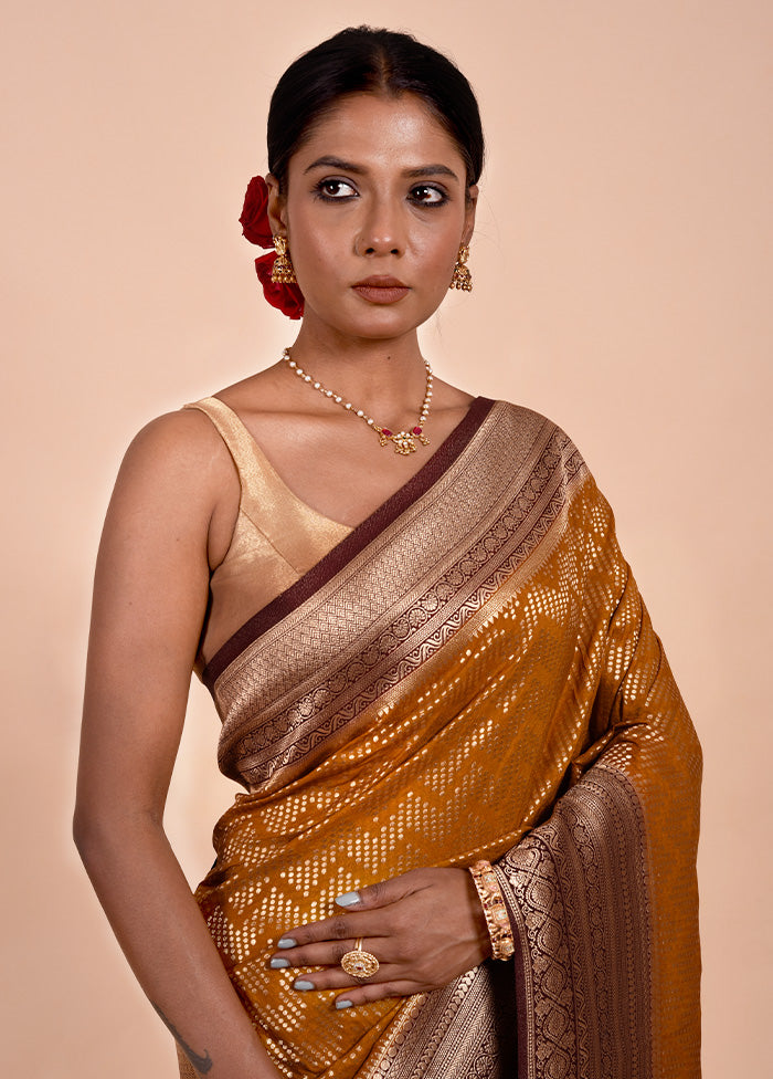 Yellow Georgette Saree With Blouse Piece