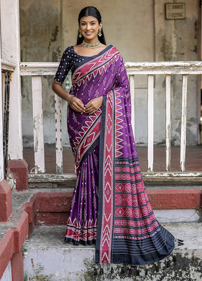 Wine Cotton Saree With Blouse Piece