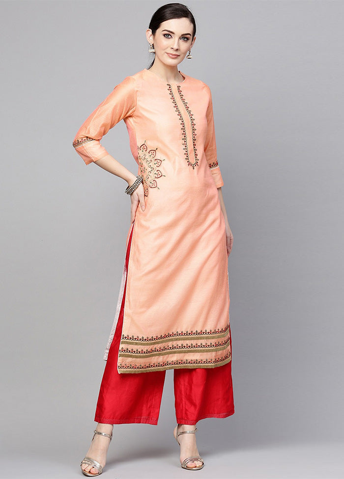 Peach Readymade Cotton Kurti