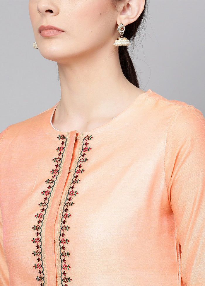 Peach Readymade Cotton Kurti