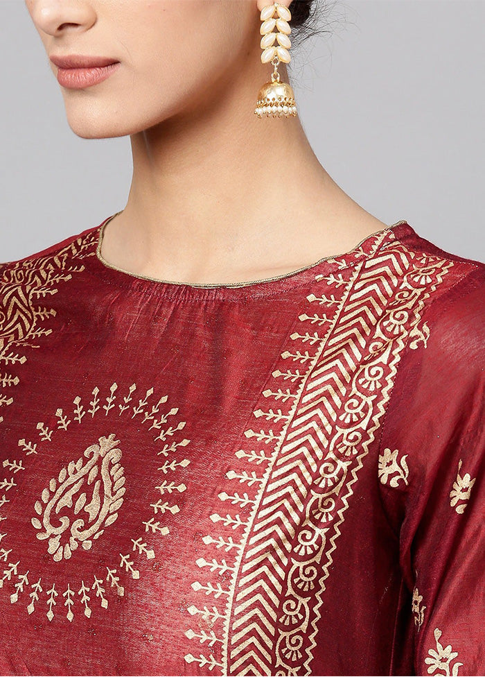 Maroon Readymade Cotton Kurti