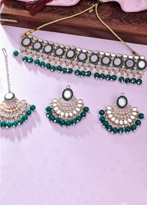 Green Alloy Glossy Jewellery Set