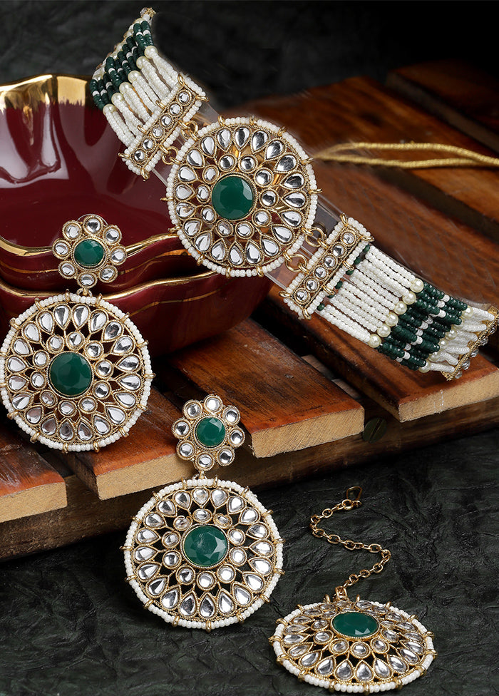 Green Alloy Glossy Jewellery Set