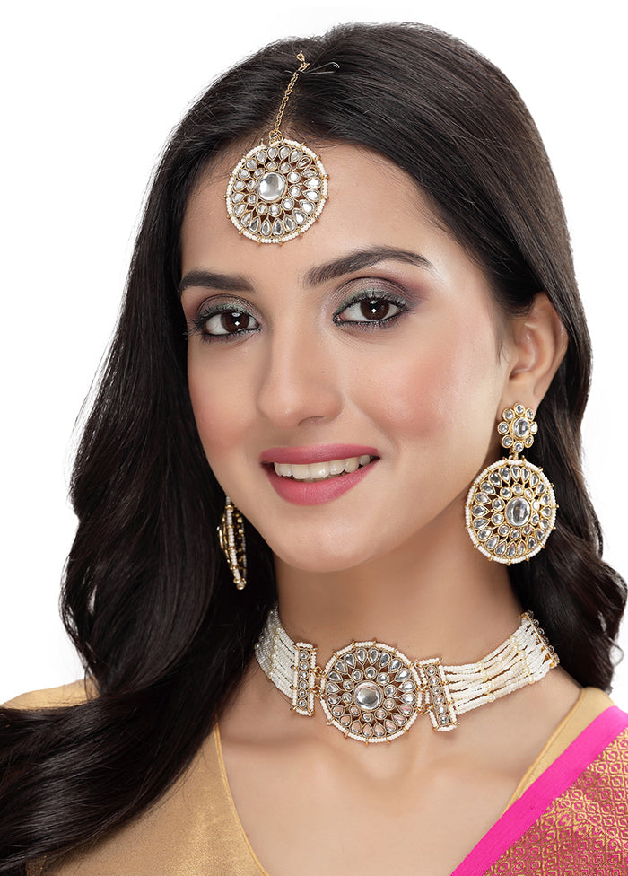 White Alloy Glossy Jewellery Set