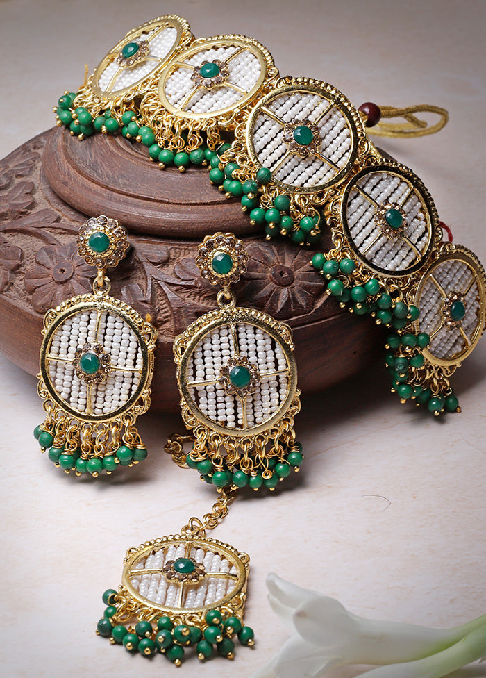 Green Alloy Glossy Jewellery Set