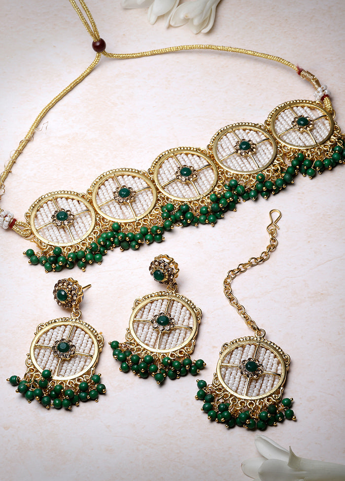 Green Alloy Glossy Jewellery Set