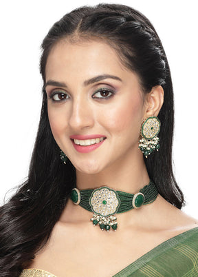 Green Alloy Glossy Jewellery Set