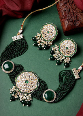 Green Alloy Glossy Jewellery Set