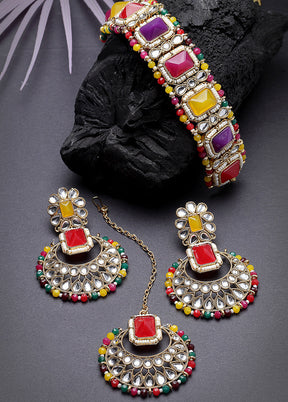 Red Alloy Glossy Jewellery Set