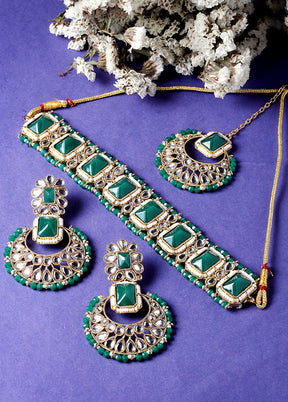 Green Alloy Glossy Jewellery Set