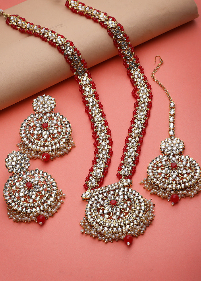 Red Alloy Glossy Jewellery Set