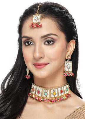 Red Alloy Glossy Jewellery Set