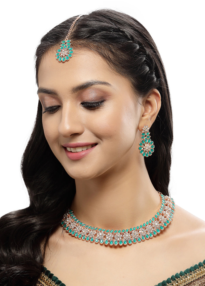 Green Alloy Glossy Jewellery Set