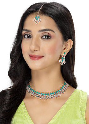 Green Alloy Glossy Jewellery Set