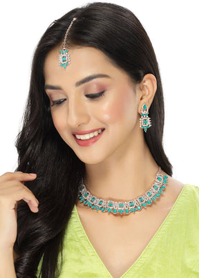 Green Alloy Glossy Jewellery Set