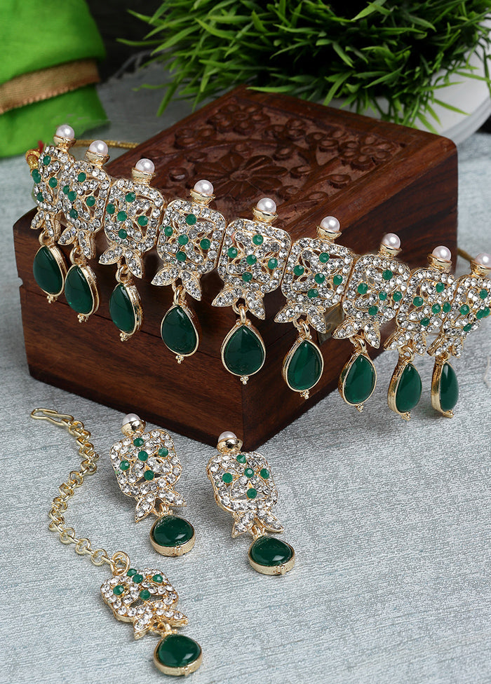 Green Alloy Glossy Jewellery Set