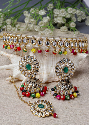 Green Alloy Glossy Jewellery Set