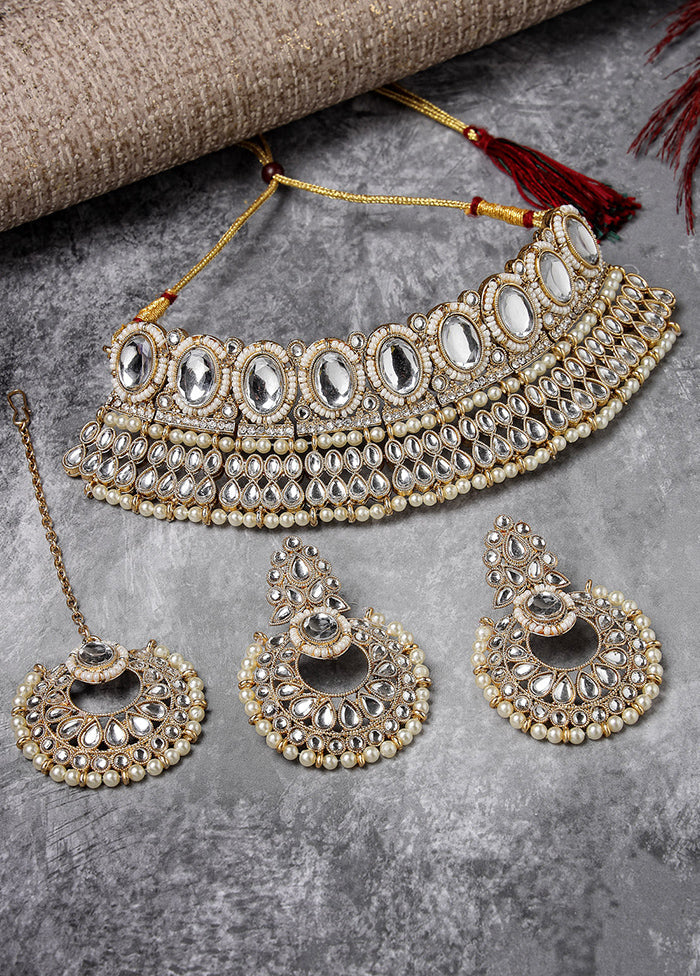 White Alloy Glossy Jewellery Set