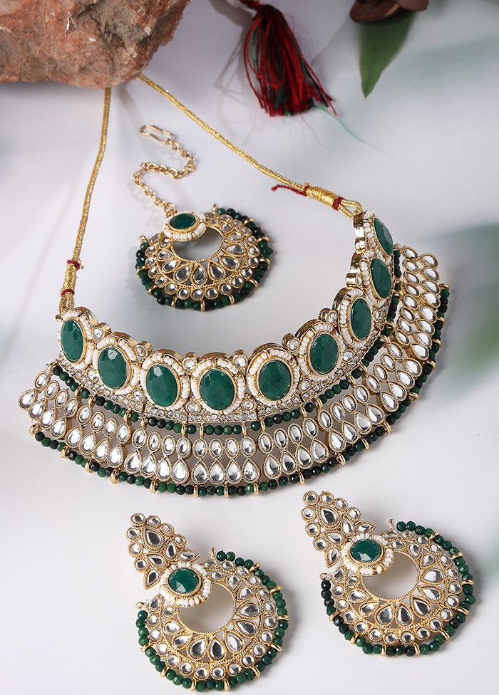 Green Alloy Glossy Jewellery Set