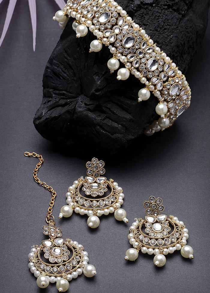 White Alloy Glossy Jewellery Set