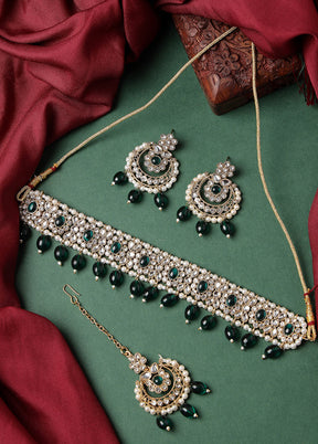 Green Alloy Glossy Jewellery Set