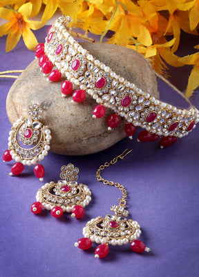 Red Alloy Glossy Jewellery Set