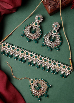 Green Alloy Glossy Jewellery Set