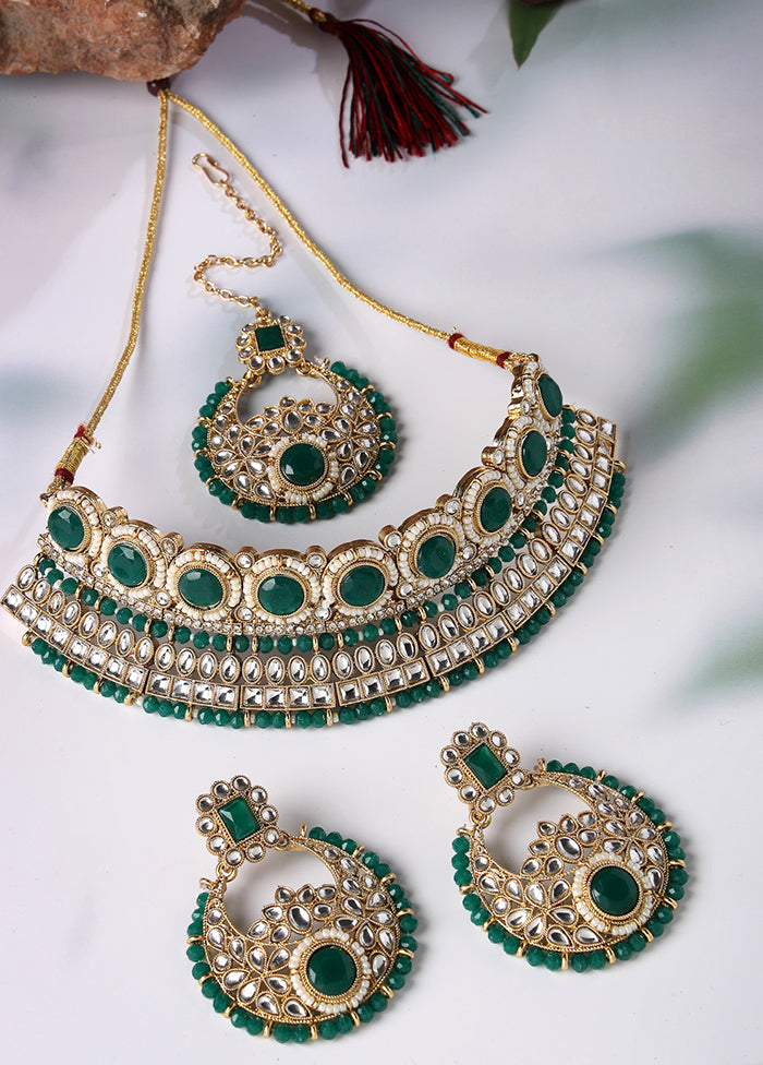 Green Alloy Glossy Jewellery Set