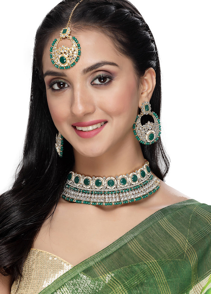 Green Alloy Glossy Jewellery Set