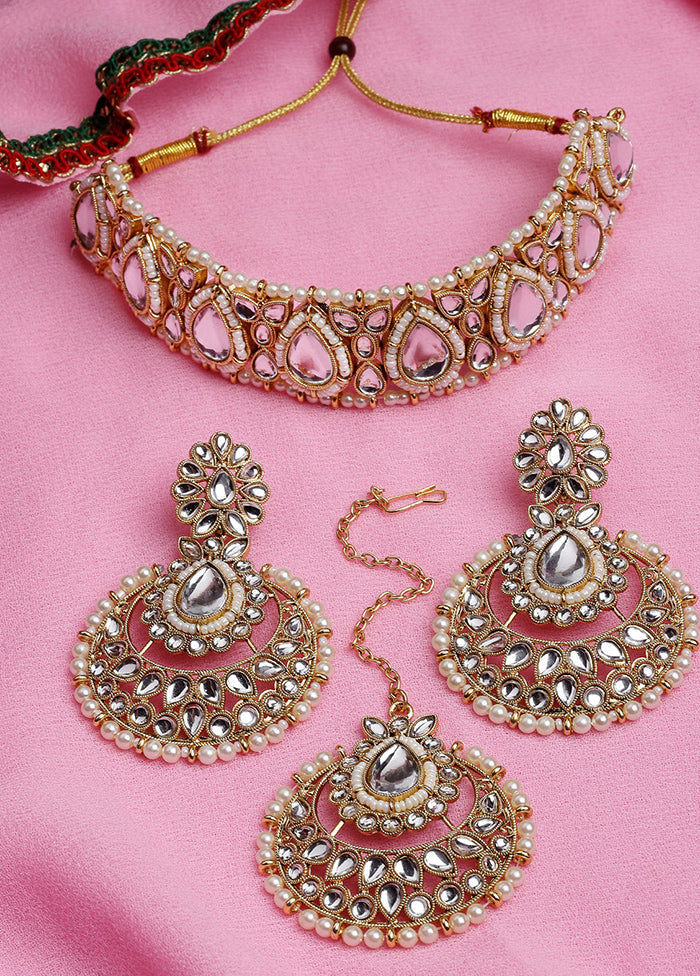 White Alloy Glossy Jewellery Set