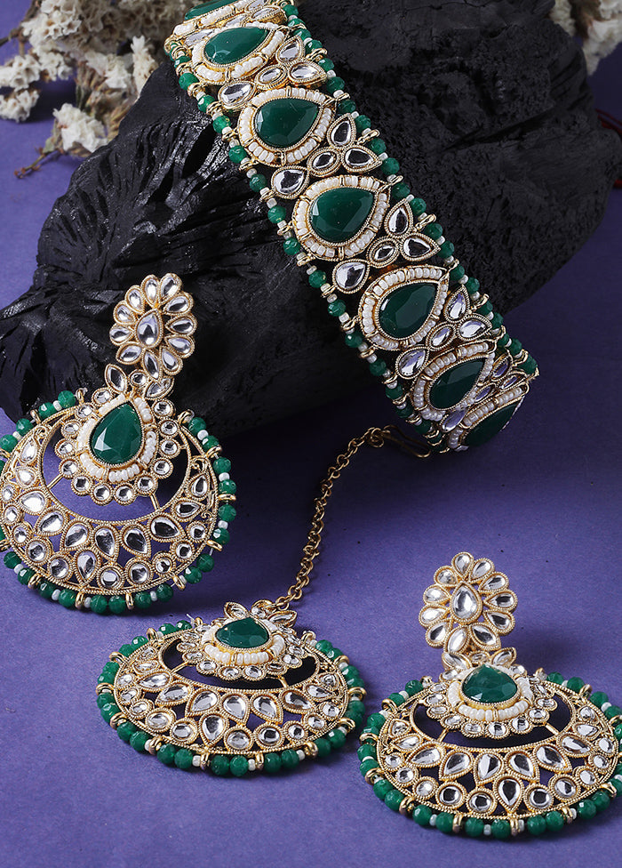 Green Alloy Glossy Jewellery Set