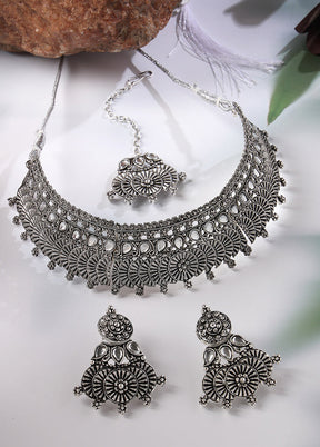 Silver Alloy Glossy Jewellery Set