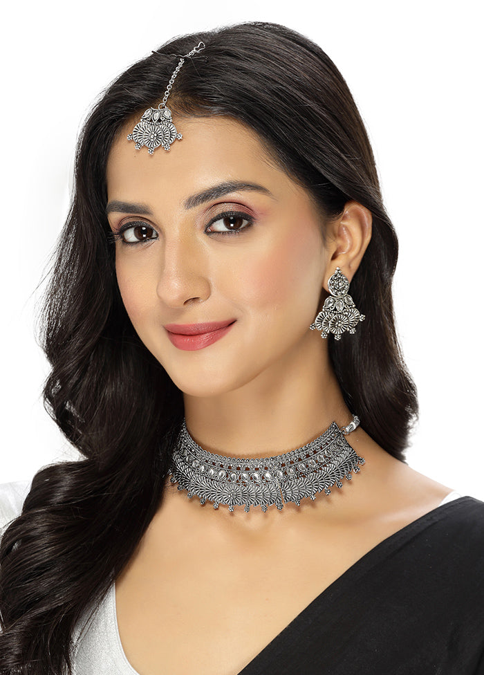 Silver Alloy Glossy Jewellery Set