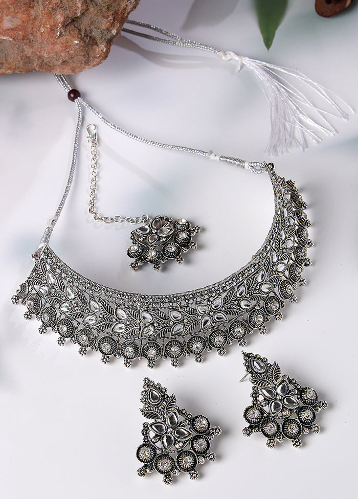 Silver Alloy Glossy Jewellery Set