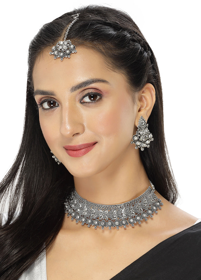 Silver Alloy Glossy Jewellery Set